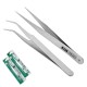 Set of  2 x tweezers for nano and micro caches - stainless steel (MATT SILVER finish)